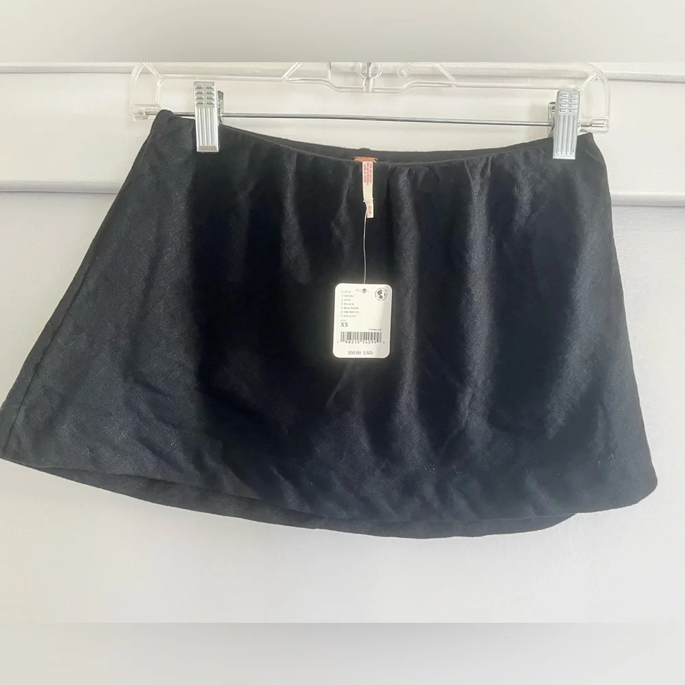 Free People My Little Micro Mini Cotton-Linen Skort black XS NWT - Picture 5 of 9